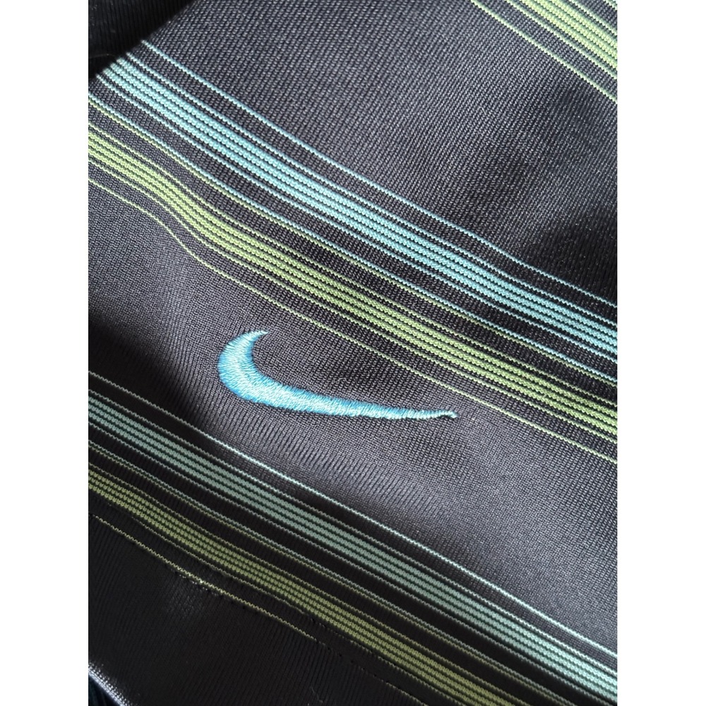 Nike Golf Dri-FIT UV Striped Polo Shirt Mens XXL Navy Blue Teal Green 0178 - Picture 4 of 5